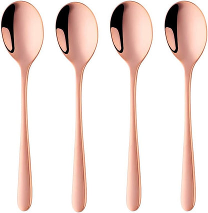 BuyGo 4-Piece Espresso Coffee Spoon 6 Inch Rose Gold Small Teaspoon Copper Mini Spoons for Cake Dessert Appetizer, Dishwasher Safe