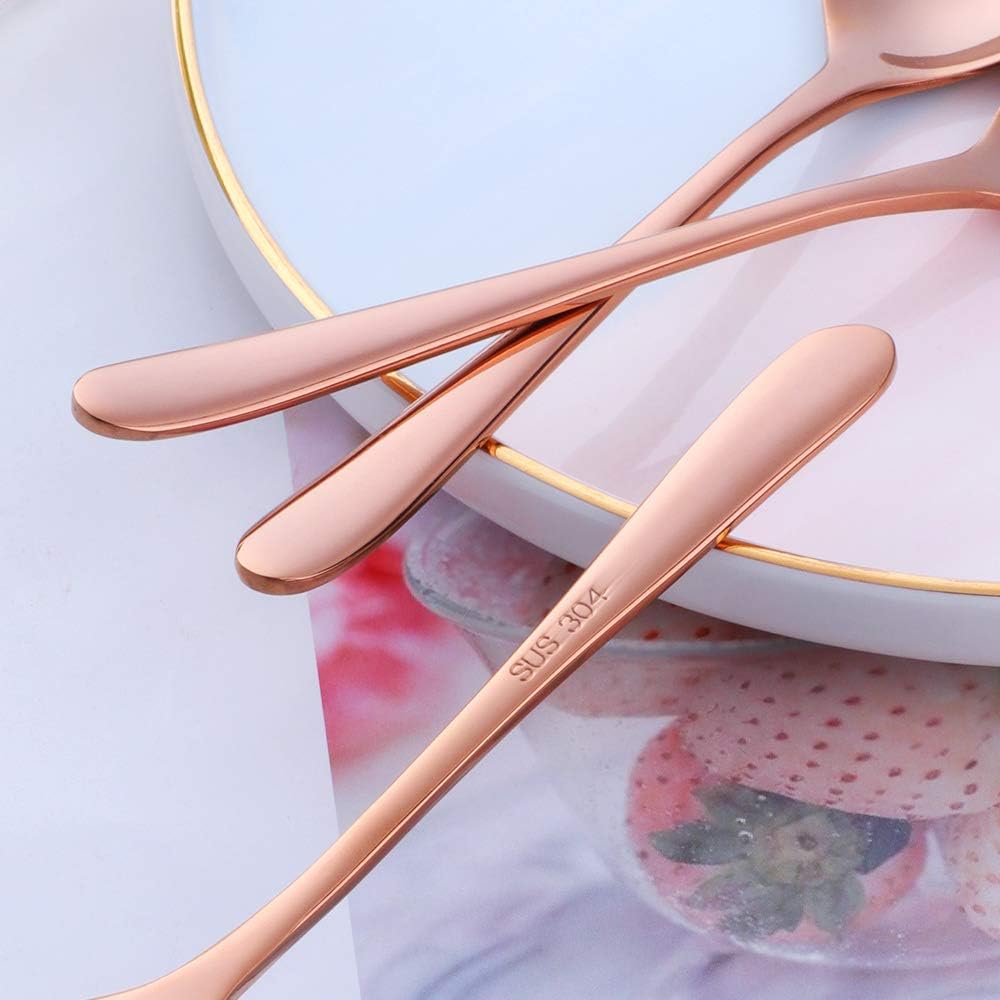 BuyGo 4-Piece Espresso Coffee Spoon 6 Inch Rose Gold Small Teaspoon Copper Mini Spoons for Cake Dessert Appetizer, Dishwasher Safe