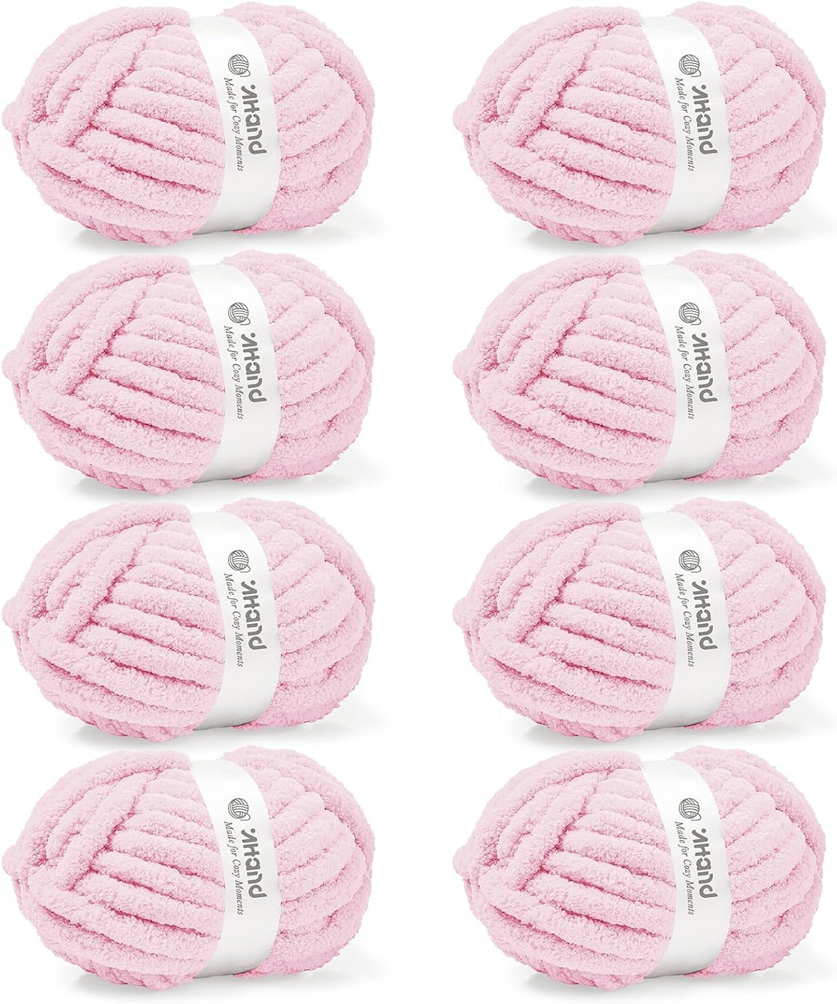 Baby Pink Chunky Chenille Yarn for Hand Knitting,Thick Bulky Mom Blanket Yarn for Crocheting,Soft Fluffy Yarn for Mother’s Day Gifts and Crafts for Women/Grandma,8 Pack (29.5Yds/8.4oz Each)
