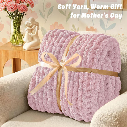 Baby Pink Chunky Chenille Yarn for Hand Knitting,Thick Bulky Mom Blanket Yarn for Crocheting,Soft Fluffy Yarn for Mother’s Day Gifts and Crafts for Women/Grandma,8 Pack (29.5Yds/8.4oz Each)