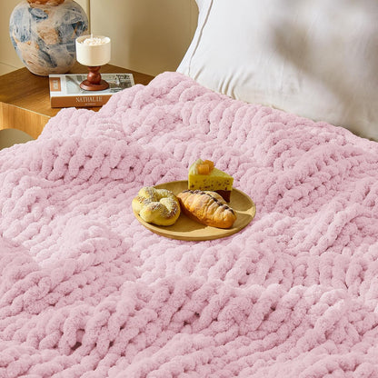 Baby Pink Chunky Chenille Yarn for Hand Knitting,Thick Bulky Mom Blanket Yarn for Crocheting,Soft Fluffy Yarn for Mother’s Day Gifts and Crafts for Women/Grandma,8 Pack (29.5Yds/8.4oz Each)