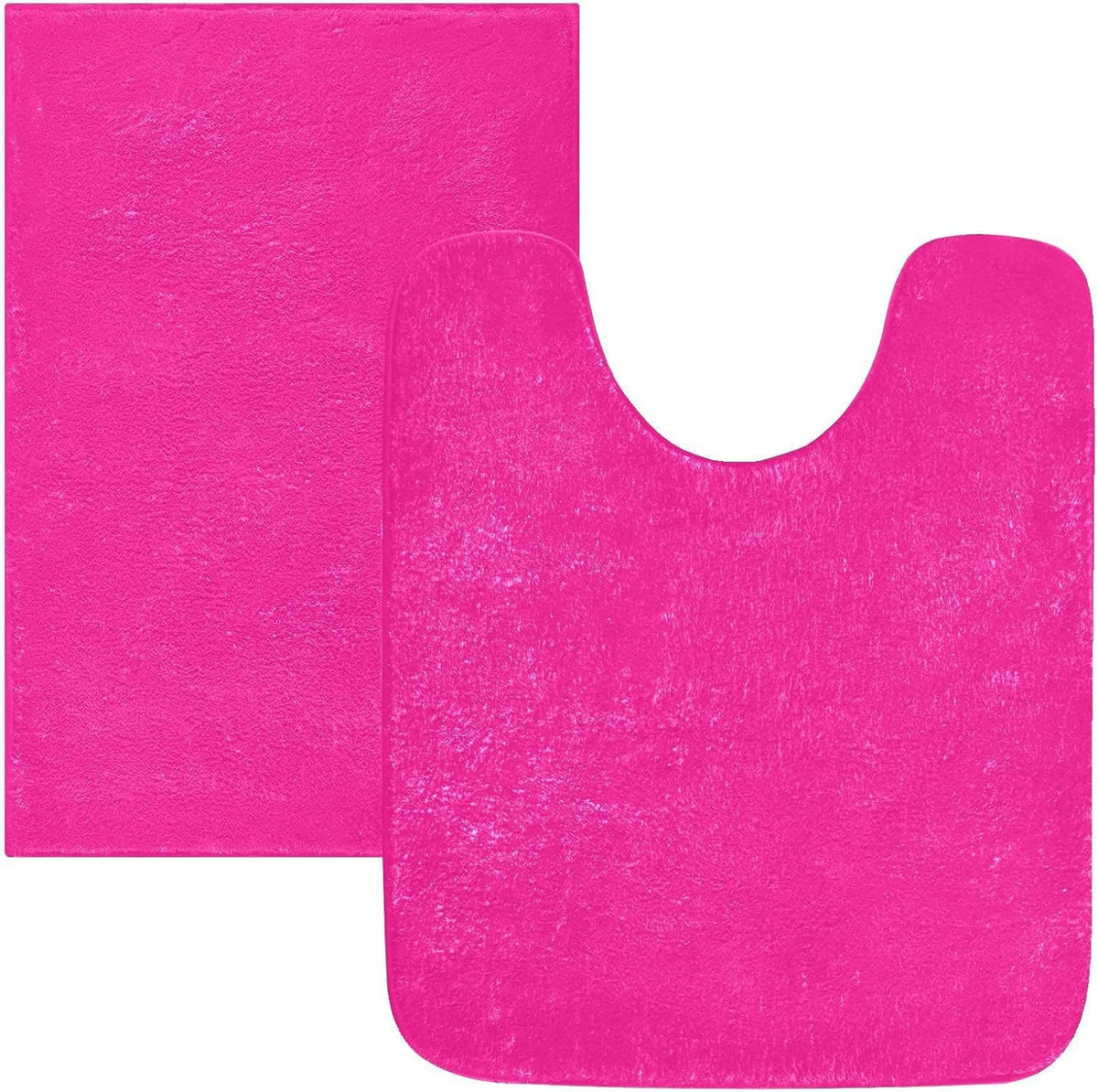Plain Deep Pink Solid Color Bathroom Rugs, Non Slip Dry Quickly Bath Mat, Absorbent Soft Bath Rugs for Bathroom, Toilet and Shower Floor
