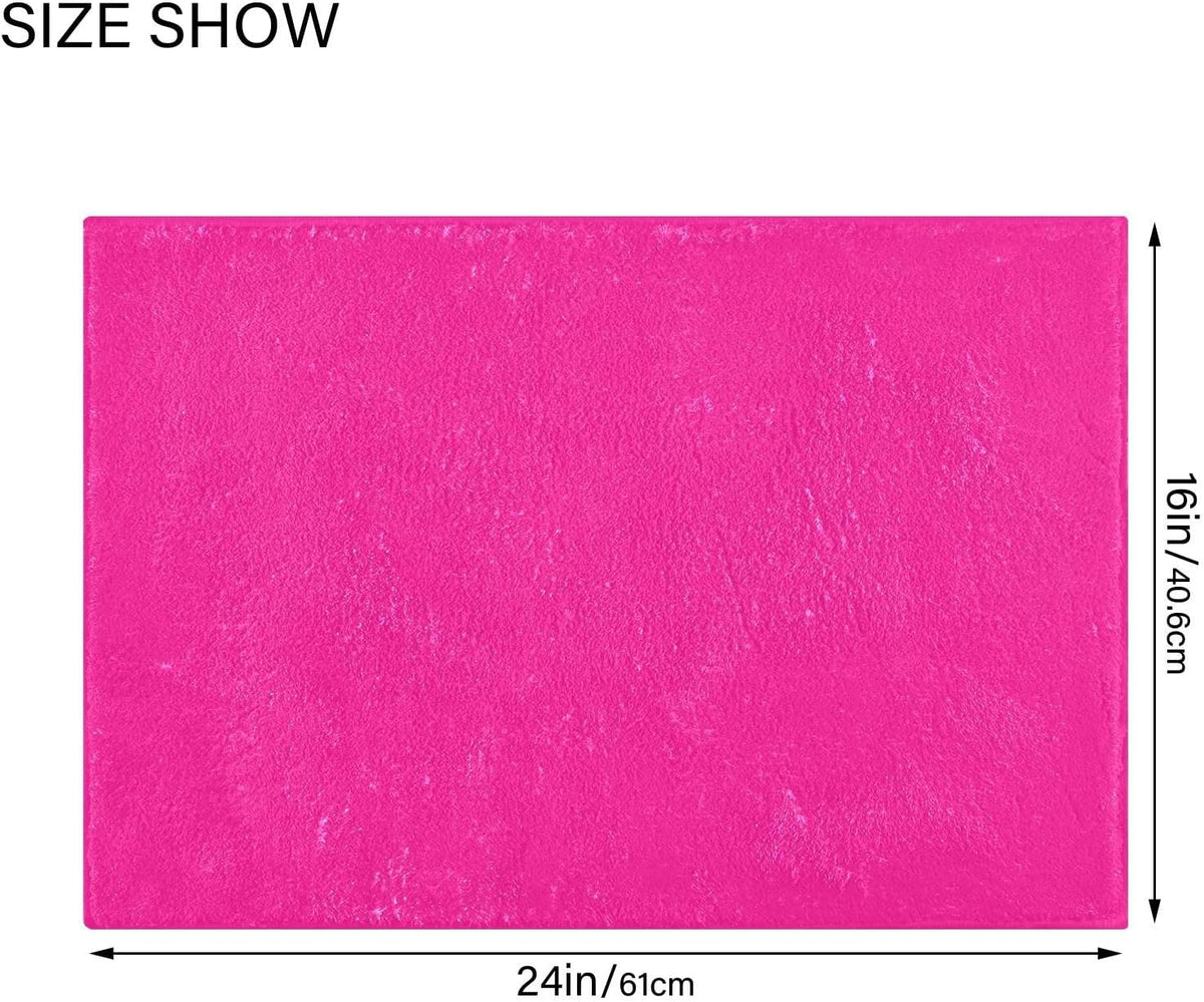 Plain Deep Pink Solid Color Bathroom Rugs, Non Slip Dry Quickly Bath Mat, Absorbent Soft Bath Rugs for Bathroom, Toilet and Shower Floor