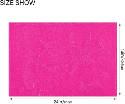 Plain Deep Pink Solid Color Bathroom Rugs, Non Slip Dry Quickly Bath Mat, Absorbent Soft Bath Rugs for Bathroom, Toilet and Shower Floor