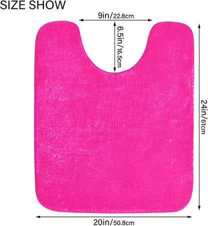 Plain Deep Pink Solid Color Bathroom Rugs, Non Slip Dry Quickly Bath Mat, Absorbent Soft Bath Rugs for Bathroom, Toilet and Shower Floor