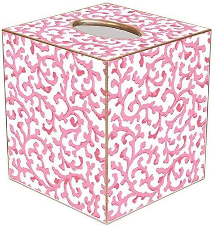 Pink Waverly Scroll Paper Mache Tissue Box Cover, Handmade in the USA
