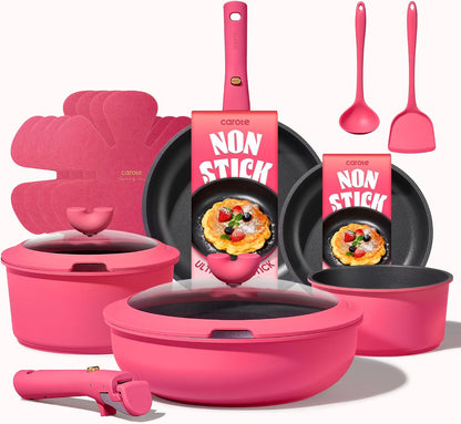 15pcs Pots and Pans Set Non Stick, Cookware Set Detachable Handle
