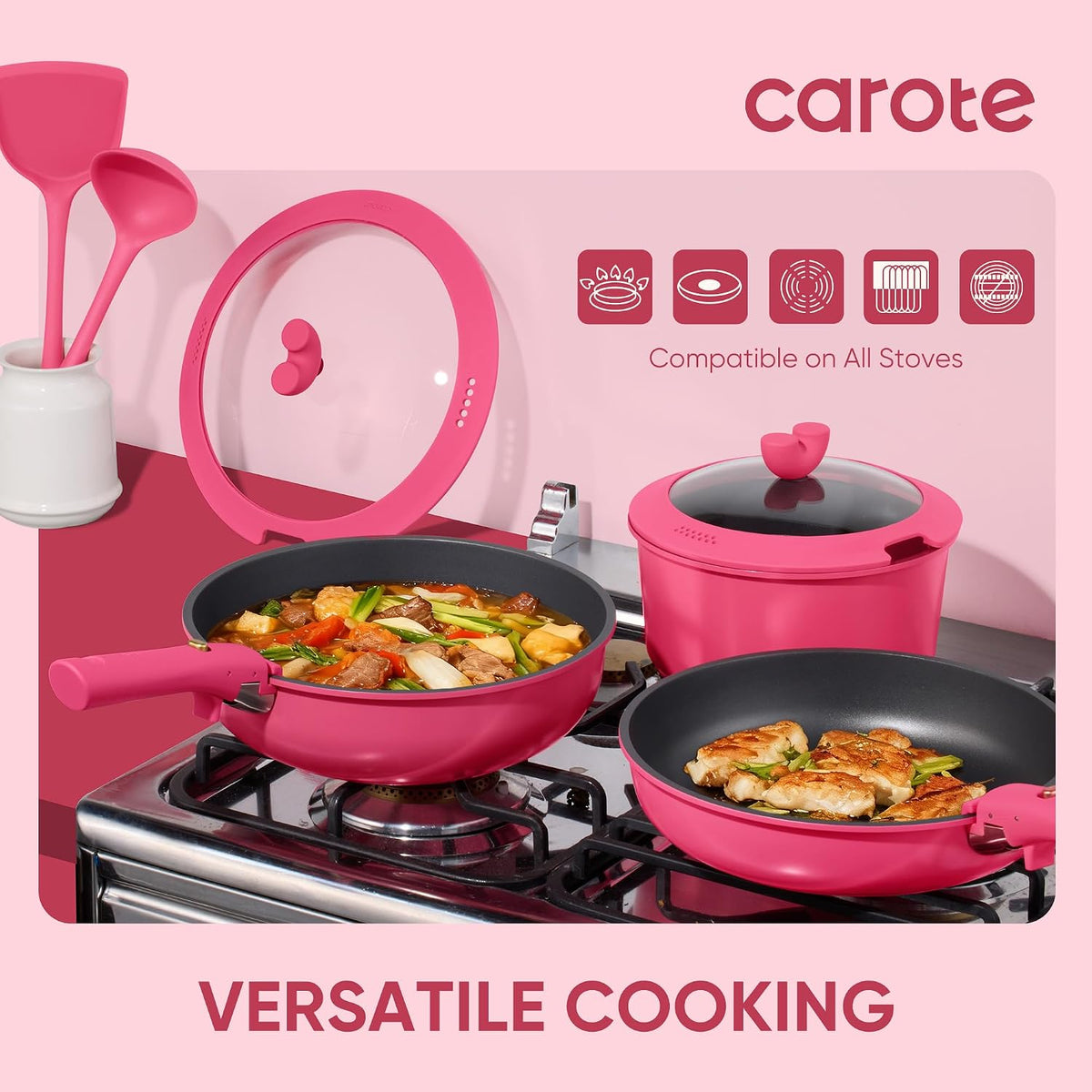 15pcs Pots and Pans Set Non Stick, Cookware Set Detachable Handle
