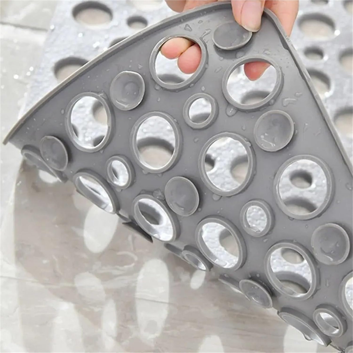 Non-Slip Bath Mat with Drain Holes and Suction Cups - Easy Clean Bathroom Accessory(70x38cm Pink)