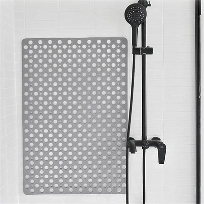 Non-Slip Bath Mat with Drain Holes and Suction Cups - Easy Clean Bathroom Accessory(70x38cm Pink)