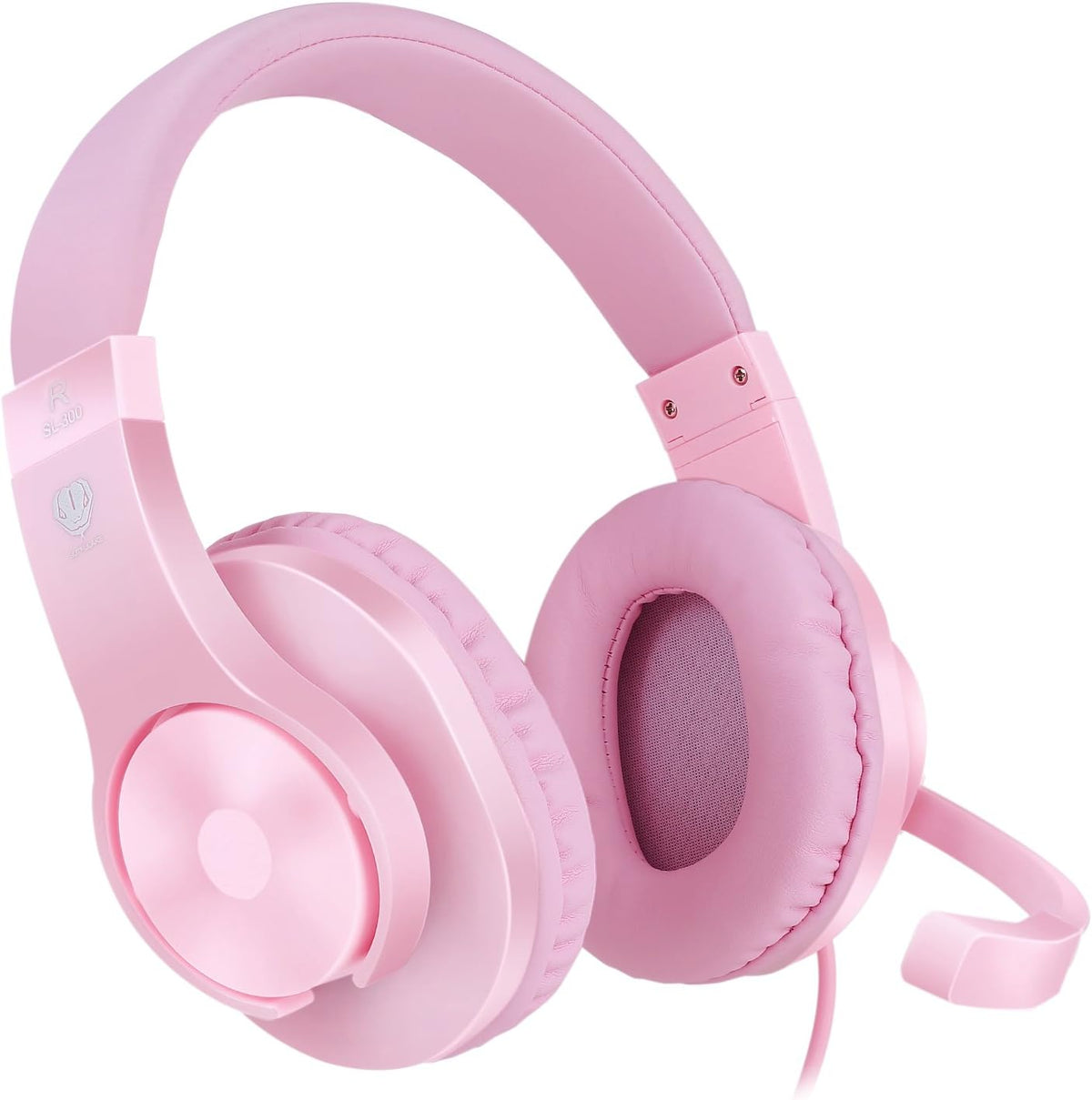 Kids Headphones for Online School, Children, Teens, Boys, Girls, 3.5mm Stereo Over-Ear Gaming Headphone with Microphone and Volume Control for PS4, PS5, New Xbox One（Pink）