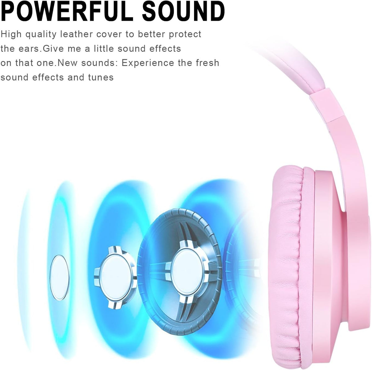 Kids Headphones for Online School, Children, Teens, Boys, Girls, 3.5mm Stereo Over-Ear Gaming Headphone with Microphone and Volume Control for PS4, PS5, New Xbox One（Pink）