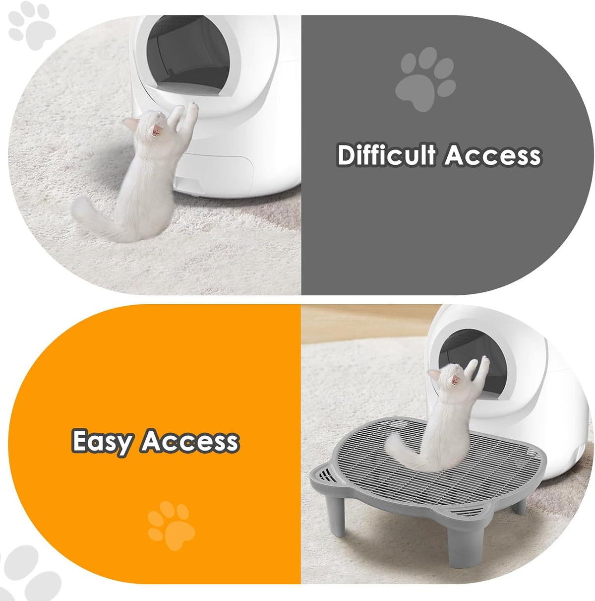 Litter Catching Step for Cat Litter Box, Litter Trap Stool for Automatic Litter Box Self Cleaning, Litter Collection Stairs, Litter Catcher Ramp for Old Geriatric Senior Cat or Kitten