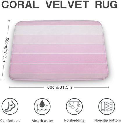 Chic Pink Stripe Pattern Bathroom Rugs, Non Slip & Absorbent Bath Mat Carpets for Bathroom, Entryway or Sink 20" x 32"