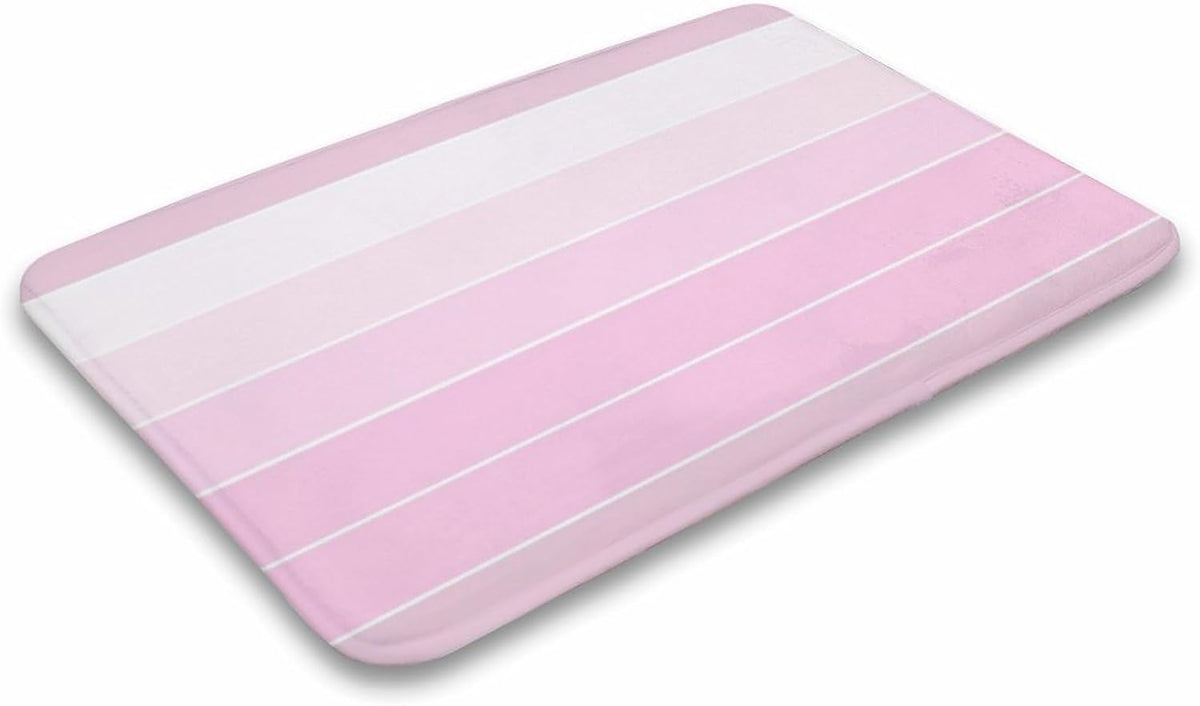 Chic Pink Stripe Pattern Bathroom Rugs, Non Slip & Absorbent Bath Mat Carpets for Bathroom, Entryway or Sink 20" x 32"
