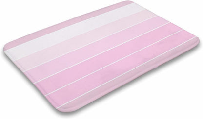 Chic Pink Stripe Pattern Bathroom Rugs, Non Slip & Absorbent Bath Mat Carpets for Bathroom, Entryway or Sink 20" x 32"
