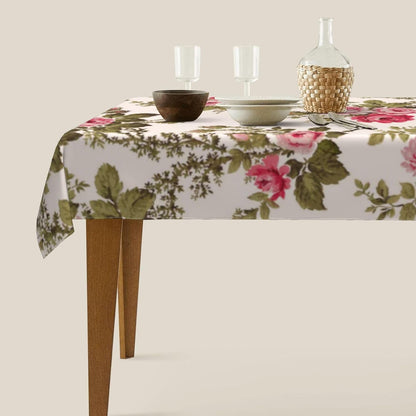 Elegant Vintage Pink Roses-Buff Tablecloth 60 x 90 Inch Washable Polyester Rectangle Table Cover for Party Wedding Picnic Dining