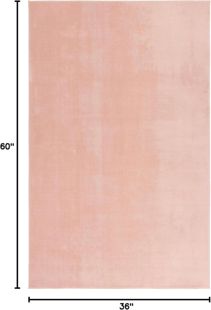 Washable Rug Loft Collection - 3' x 5', Peach, Slip Resistant & Easy Cleaning, Ideal for Living Room, Bedroom, Home Office, Nursery, Kids Playroom, Dining Space (LFT315C)