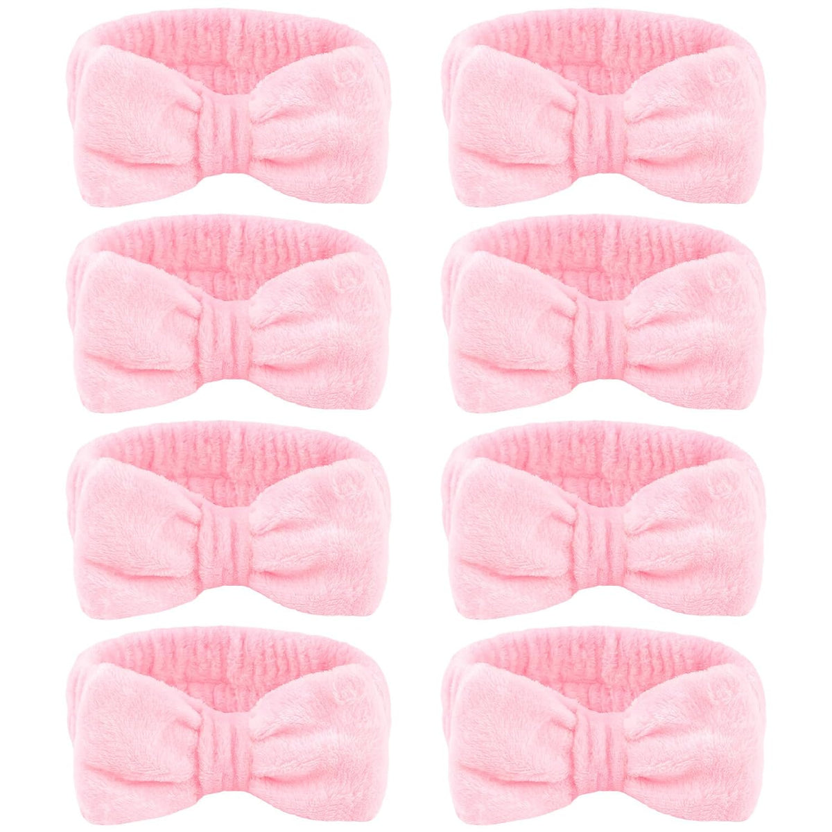 8 Pcs Pink Spa Headbands for Women's Bachelorette Party Favors - Microfiber Makeup Headbands for Girls' Birthday Skincare