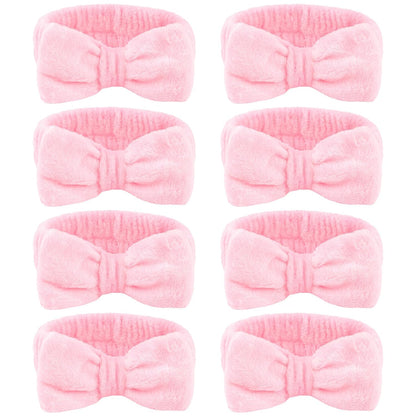 8 Pcs Pink Spa Headbands for Women's Bachelorette Party Favors - Microfiber Makeup Headbands for Girls' Birthday Skincare