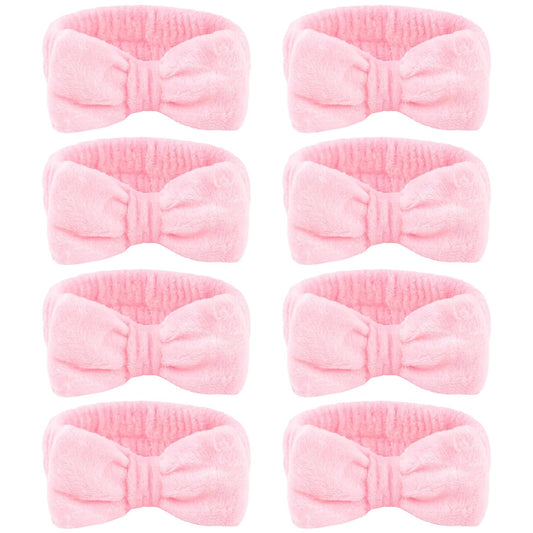 8 Pcs Pink Spa Headbands for Women's Bachelorette Party Favors - Microfiber Makeup Headbands for Girls' Birthday Skincare