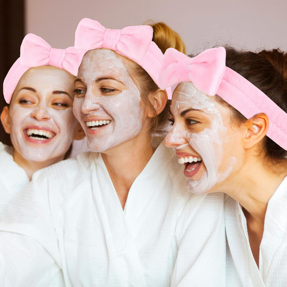 8 Pcs Pink Spa Headbands for Women's Bachelorette Party Favors - Microfiber Makeup Headbands for Girls' Birthday Skincare