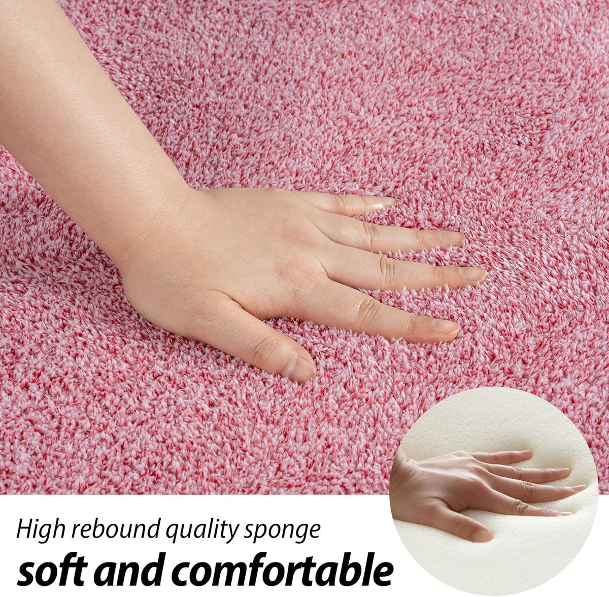 4x6 Pink Area Rug for Girls Bedroom Bedside Dorm, Washable Memory Foam Carpet, Non-Slip Fluffy Nursery Rugs for Living Room Office Entryway Hallway Home Room Decor, Pink and White