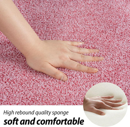 4x6 Pink Area Rug for Girls Bedroom Bedside Dorm, Washable Memory Foam Carpet, Non-Slip Fluffy Nursery Rugs for Living Room Office Entryway Hallway Home Room Decor, Pink and White