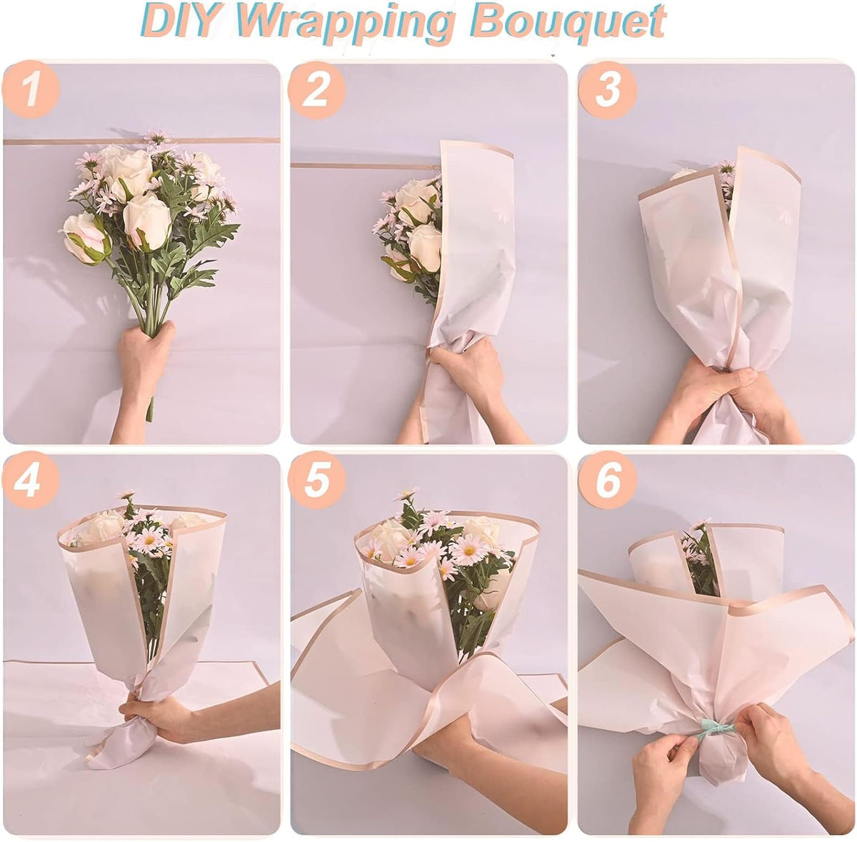 20 Pcs Flower Wrapping Paper,Floral Wrapping Paper Waterproof F Bouquet Packing Material Florist Bouquet Supplies DIY Craft Gift Packing (5-Pink)