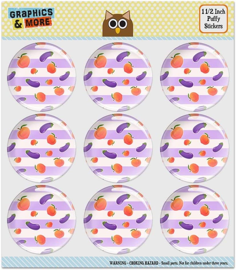 Cute Peaches and Eggplants on Stripes Pattern Puffy Bubble Dome