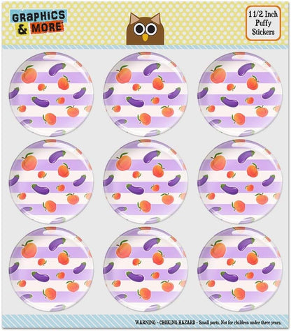 Cute Peaches and Eggplants on Stripes Pattern Puffy Bubble Dome