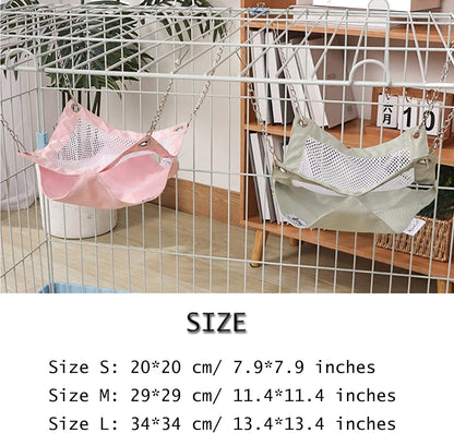 SEIS Waterproof 2 Layers Sugar Glider Mesh Hammock Summer Hamster Sleeping Nest Small Animal Hanging Bed for Guinea Pig House Bedding Squirrel Rat (Pink, 13.4"x13.4")