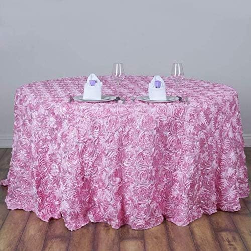 Rosette/Rose Pattern Round Tablecloths 120" - Pink