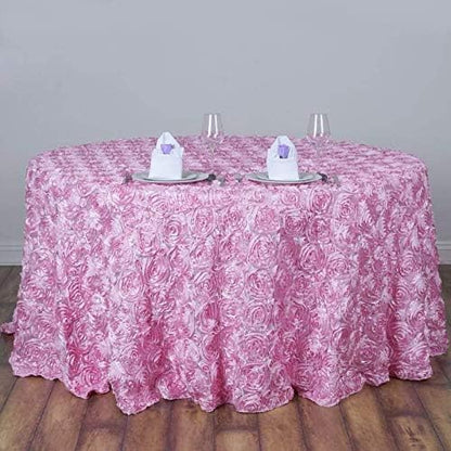 Rosette/Rose Pattern Round Tablecloths 120" - Pink