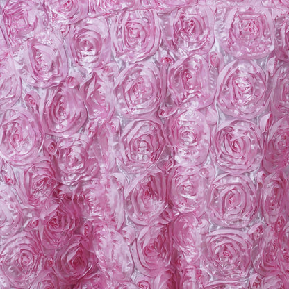 Rosette/Rose Pattern Round Tablecloths 120" - Pink