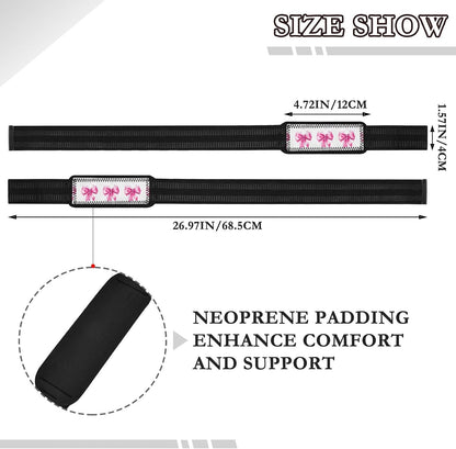 Cute Pink Bows Lifting Straps for Weightlifting,Wrist Straps with Thick Neoprene Padding,Pro Heavy Duty Gym Wrist Wraps for Powerlifting, Bodybuilding & Strength Training