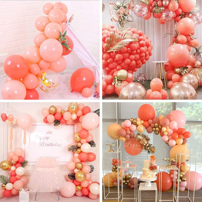 Red Gold and Nude Balloons 66pcs 12 10 Inch Coral Red Balloons