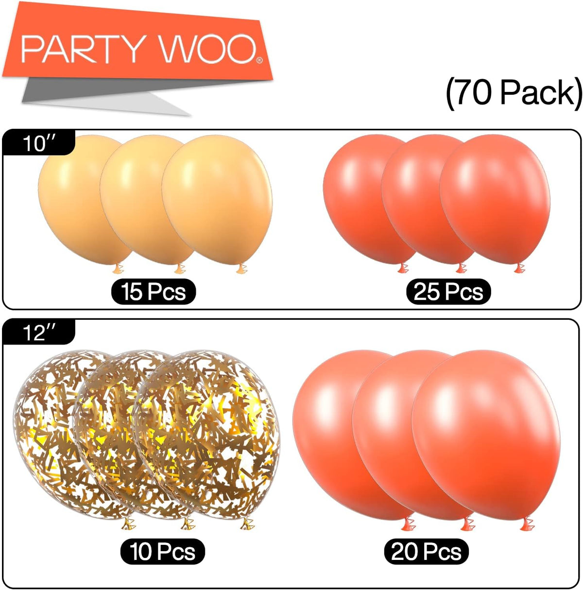 Red Gold and Nude Balloons 66pcs 12 10 Inch Coral Red Balloons