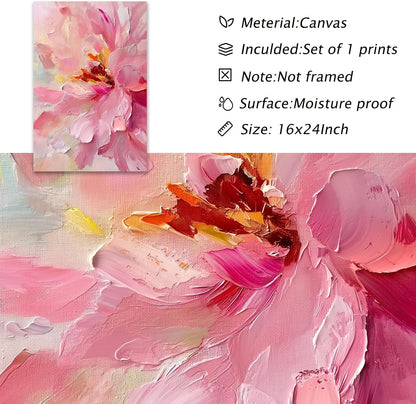 Abstract Pink Flower Wall Art Abstract Floral Prints Pastel Pink Flower Poster Abstract Botanical Prints Modern Peony Artwork Watercolor Floral Painting Blush Flowers Wall Art 16x24inch Frameless