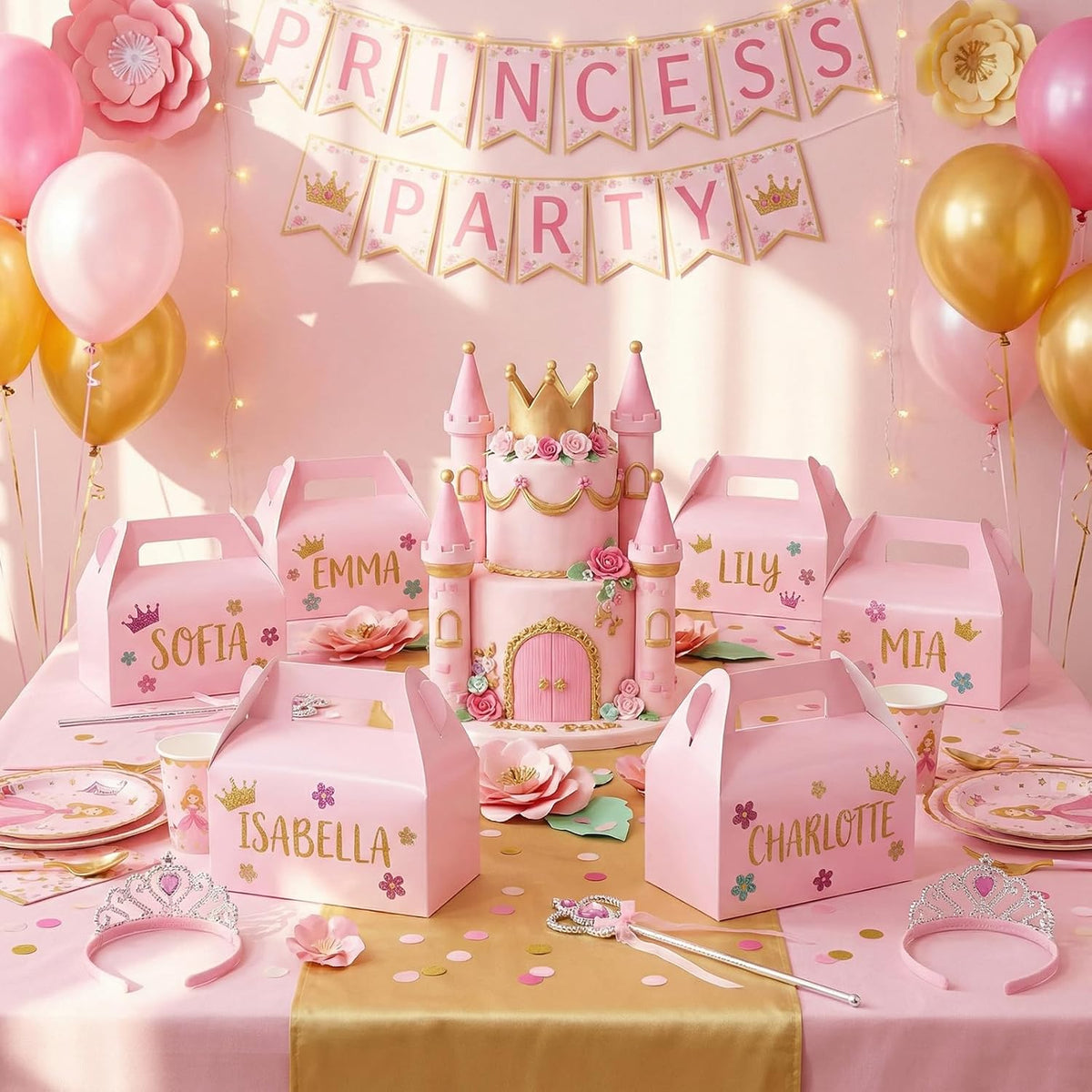 30 Pack Pink Gable Treat Boxes Party Favor Boxes, Goodie Bag Boxes for Treats Cookies Candies, Ideal for Birthday, Pink Party Favors, Baby Shower, Valentine's Day – 6.5x3.5x3.5 Inches