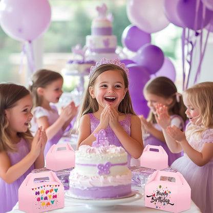 30 Pack Pink Gable Treat Boxes Party Favor Boxes, Goodie Bag Boxes for Treats Cookies Candies, Ideal for Birthday, Pink Party Favors, Baby Shower, Valentine's Day – 6.5x3.5x3.5 Inches