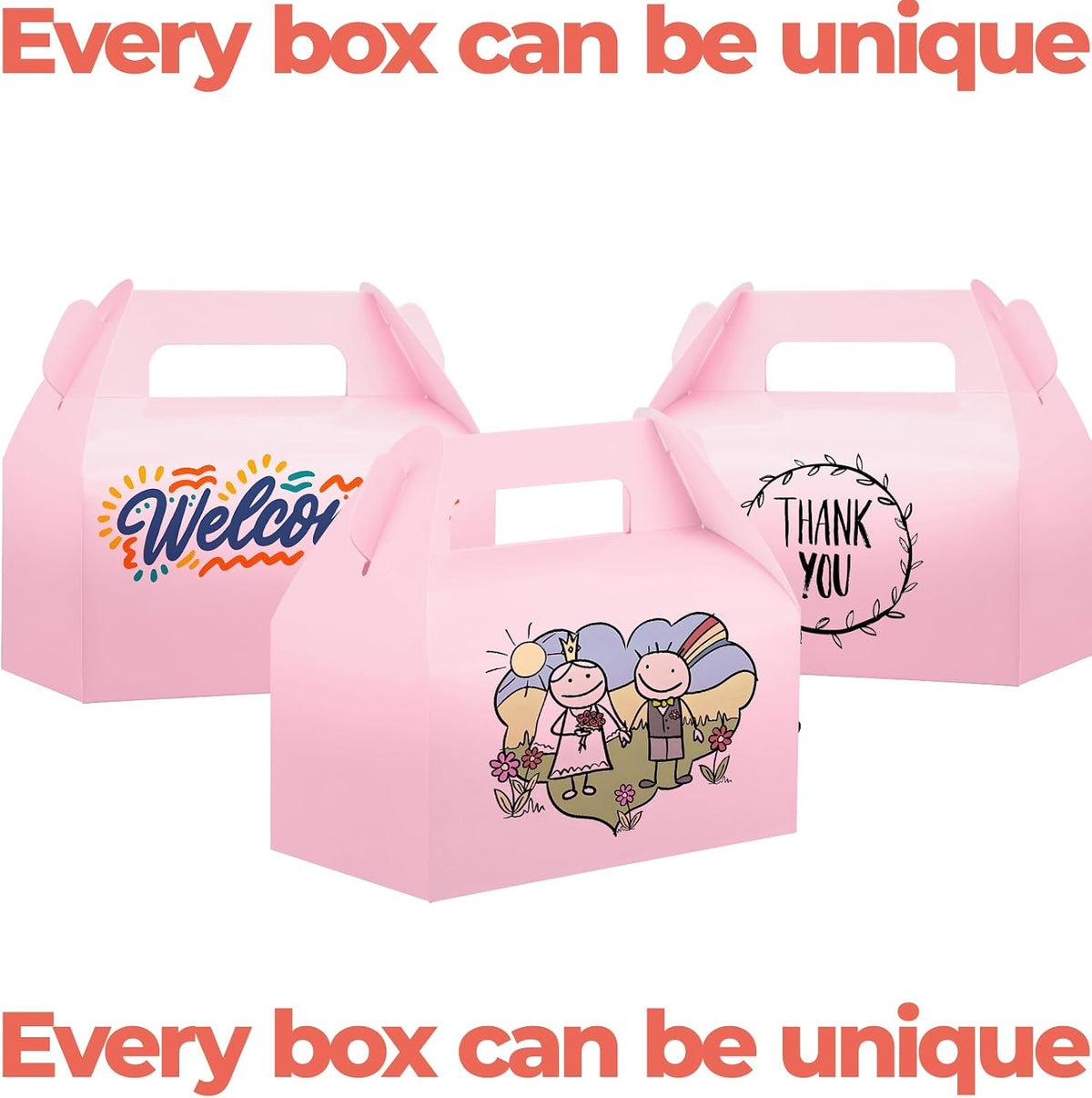 30 Pack Pink Gable Treat Boxes Party Favor Boxes, Goodie Bag Boxes for Treats Cookies Candies, Ideal for Birthday, Pink Party Favors, Baby Shower, Valentine's Day – 6.5x3.5x3.5 Inches