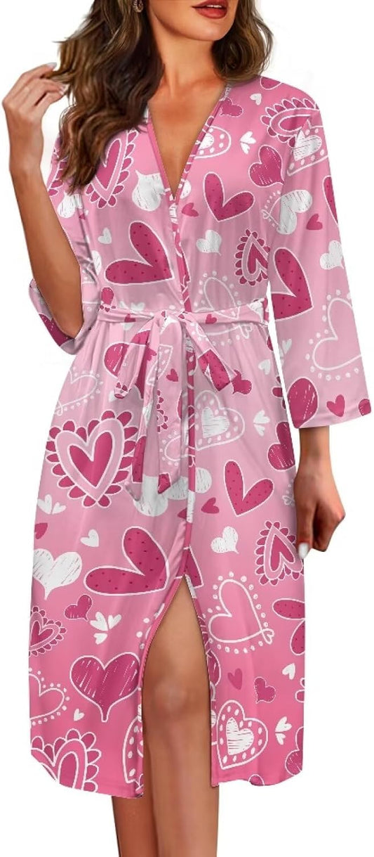 Long Sleeve Shower Robe for Women Elastic Waist Plus Size Robes for Women