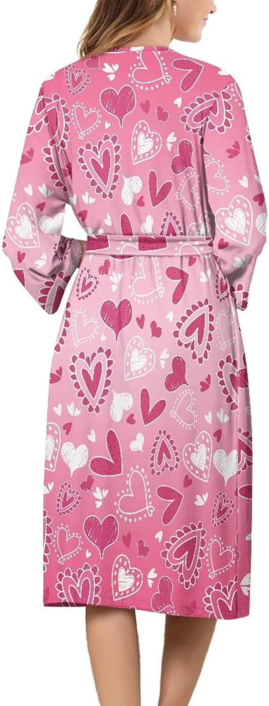 Long Sleeve Shower Robe for Women Elastic Waist Plus Size Robes for Women