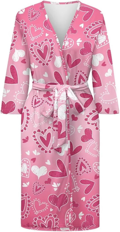 Long Sleeve Shower Robe for Women Elastic Waist Plus Size Robes for Women
