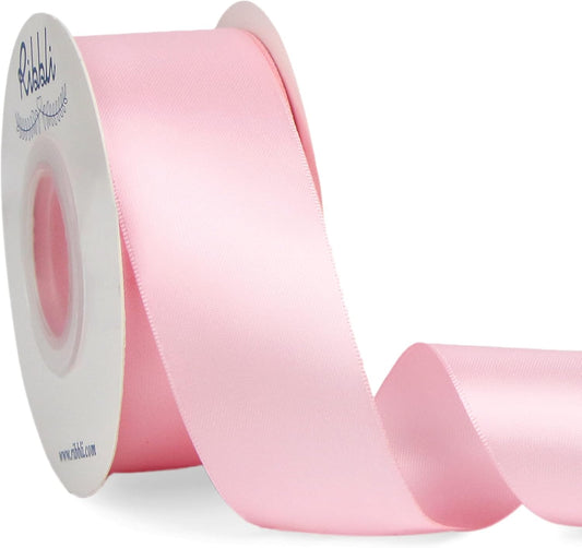 Light Pink Double Faced Satin Ribbon,1-1/2” x Continuous 25 Yards,Use for Bows Bouquet,Gift Wrapping,Baby Shower,Floral Arrangement