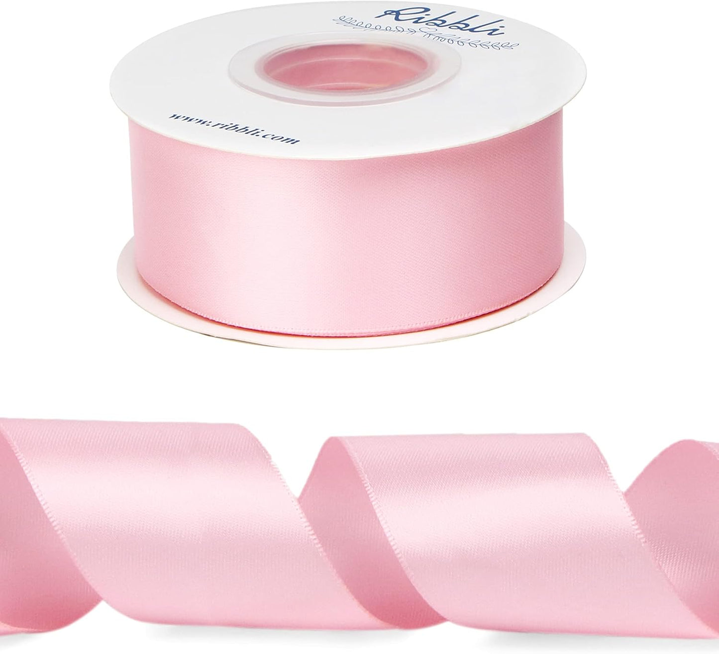Light Pink Double Faced Satin Ribbon,1-1/2” x Continuous 25 Yards,Use for Bows Bouquet,Gift Wrapping,Baby Shower,Floral Arrangement