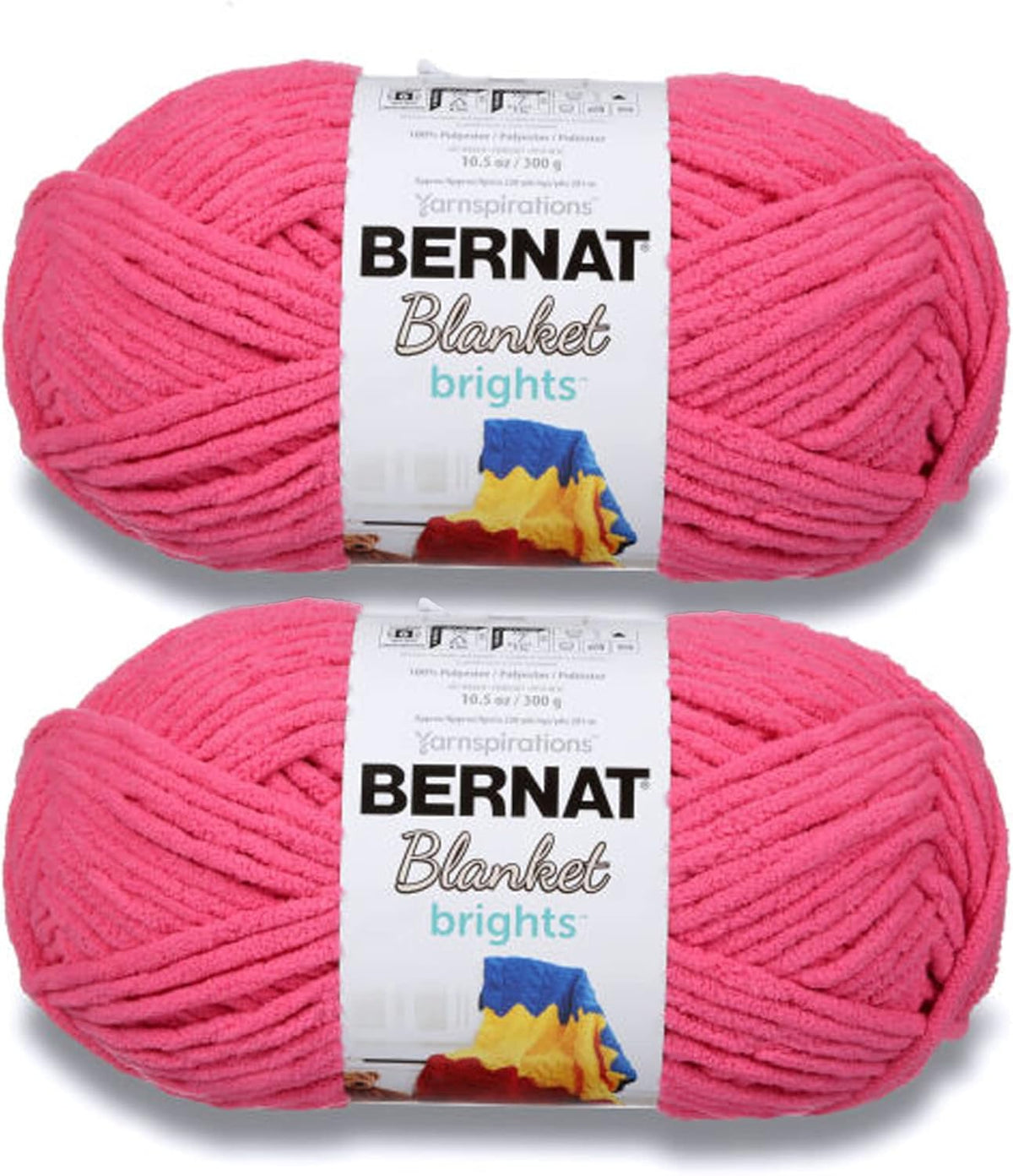 Blanket Brights Chenille Crochet Yarn, Pixie Pink, 2-Pack