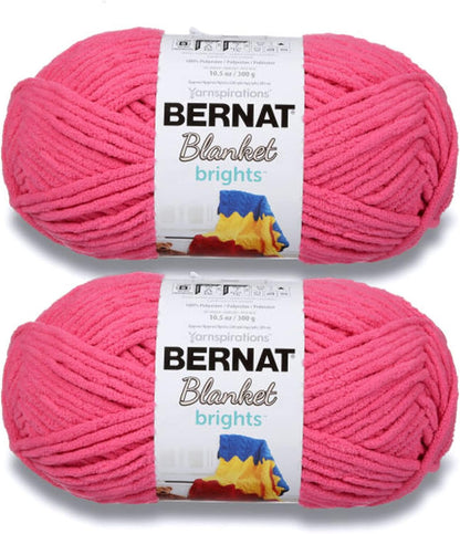 Blanket Brights Chenille Crochet Yarn, Pixie Pink, 2-Pack