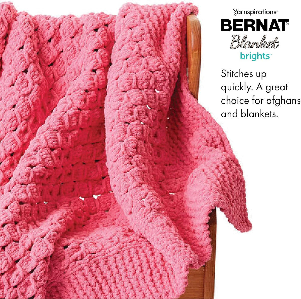 Blanket Brights Chenille Crochet Yarn, Pixie Pink, 2-Pack